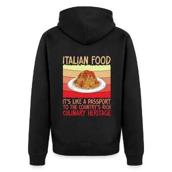 Cadeaux de cuisine italienne - Veste à capuche bio Premium Unisexe - noir - Dos - Nico (187cm)