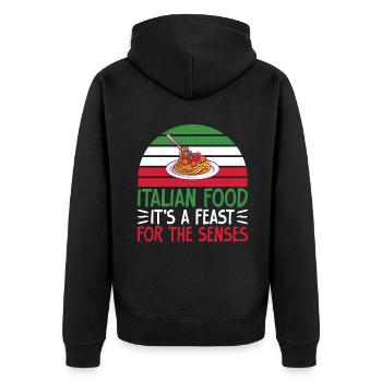 Italian Food Gifts - Unisex Premium Bio Zip Hoodie - Schwarz - Hinten - Nico (187cm)