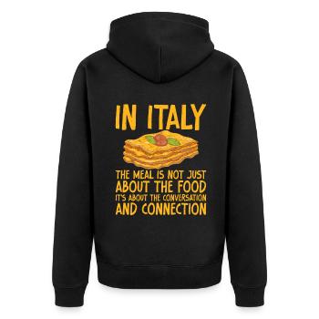 Italian Food Gifts - Unisex Premium Bio Zip Hoodie - Schwarz - Hinten - Nico (187cm)