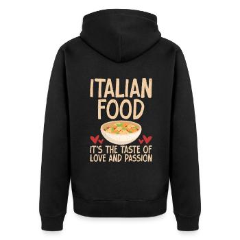 Italian Food Gifts - Unisex Premium Bio Zip Hoodie - Schwarz - Hinten - Nico (187cm)