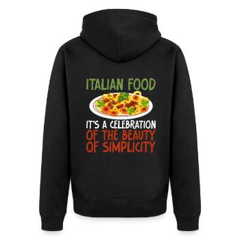 Italian Food Gifts - Unisex Premium Bio Zip Hoodie - Schwarz - Hinten - Nico (187cm)