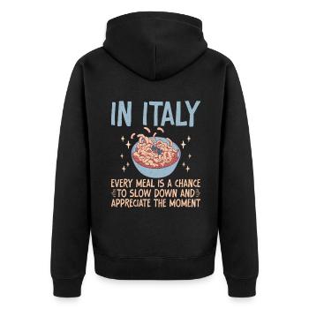 Cadeaux de cuisine italienne - Veste à capuche bio Premium Unisexe - noir - Dos - Nico (187cm)