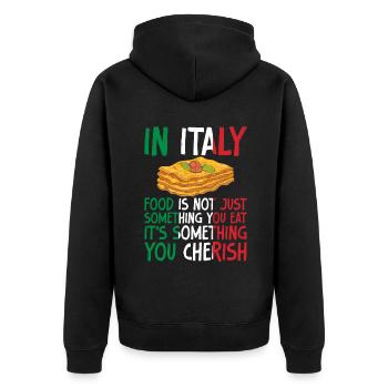 Italian Food Gifts - Unisex Premium Bio Zip Hoodie - Schwarz - Hinten - Nico (187cm)