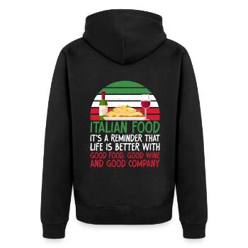 Italian Food Gifts - Unisex Premium Bio Zip Hoodie - Schwarz - Hinten - Nico (187cm)