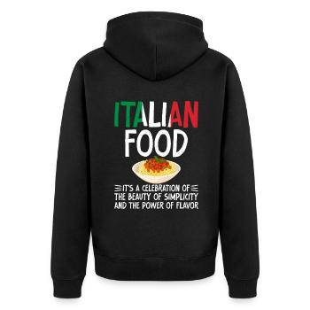 Cadeaux de cuisine italienne - Veste à capuche bio Premium Unisexe - noir - Dos - Nico (187cm)