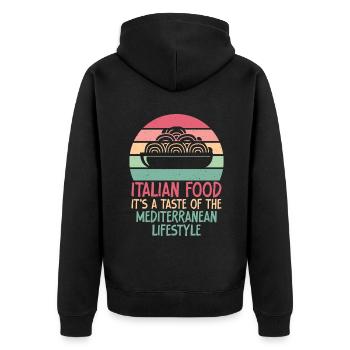 Cadeaux de cuisine italienne - Veste à capuche bio Premium Unisexe - noir - Dos - Nico (187cm)