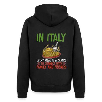Italian Food Gifts - Unisex Premium Bio Zip Hoodie - Schwarz - Hinten - Nico (187cm)