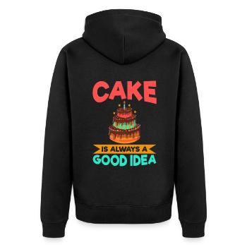 Cake Lover Cake Gift - Unisex Premium Organic Zip Hoodie - black - Back - Nico (187cm)