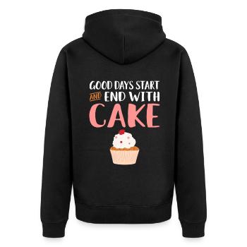 Cake Lover Cake Gift - Unisex Premium Organic Zip Hoodie - black - Back - Nico (187cm)