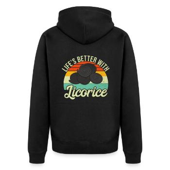 Licorice Gifts - Unisex Premium Organic Zip Hoodie - black - Back - Nico (187cm)