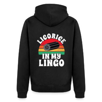 Licorice Gifts - Unisex Premium Organic Zip Hoodie - black - Back - Nico (187cm)