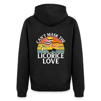 Licorice Gifts - Unisex Premium Organic Zip Hoodie - black - Back - Nico (187cm)