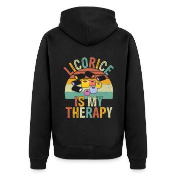 Licorice Gifts - Unisex Premium Organic Zip Hoodie - black - Back - Nico (187cm)