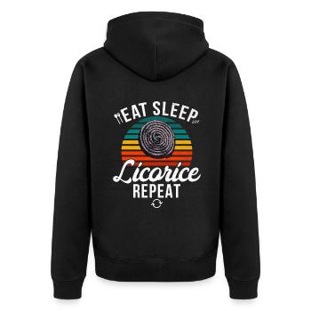Licorice Gifts - Unisex Premium Organic Zip Hoodie - black - Back - Nico (187cm)