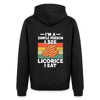 Licorice Gifts - Unisex Premium Organic Zip Hoodie - black - Back - Nico (187cm)