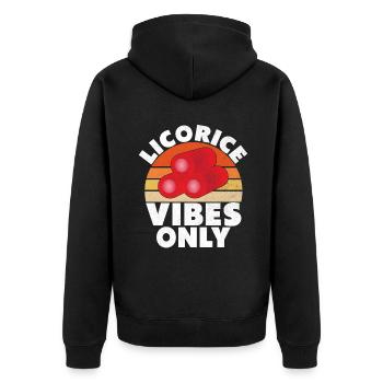 Licorice Gifts - Unisex Premium Organic Zip Hoodie - black - Back - Nico (187cm)