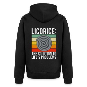 Licorice Gifts - Unisex Premium Organic Zip Hoodie - black - Back - Nico (187cm)
