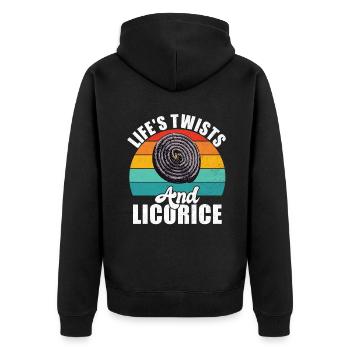 Licorice Gifts - Unisex Premium Organic Zip Hoodie - black - Back - Nico (187cm)
