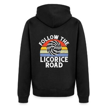 Licorice Gifts - Unisex Premium Organic Zip Hoodie - black - Back - Nico (187cm)