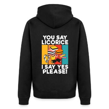 Licorice Gifts - Unisex Premium Organic Zip Hoodie - black - Back - Nico (187cm)