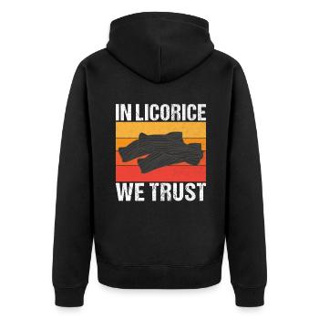 Licorice Gifts - Unisex Premium Organic Zip Hoodie - black - Back - Nico (187cm)