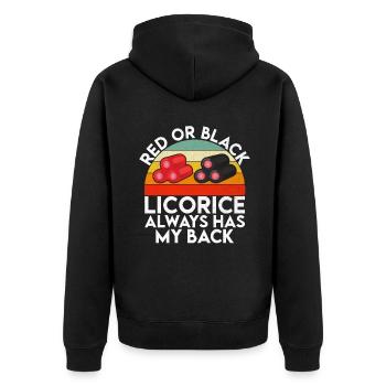 Licorice Gifts - Unisex Premium Organic Zip Hoodie - black - Back - Nico (187cm)