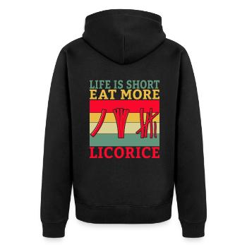 Licorice Gifts - Unisex Premium Organic Zip Hoodie - black - Back - Nico (187cm)