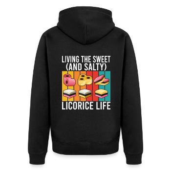 Licorice Gifts - Unisex Premium Organic Zip Hoodie - black - Back - Nico (187cm)