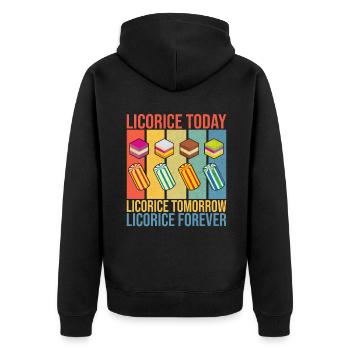 Licorice Gifts - Unisex Premium Organic Zip Hoodie - black - Back - Nico (187cm)