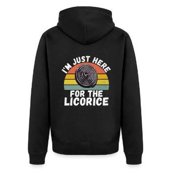 Licorice Gifts - Unisex Premium Organic Zip Hoodie - black - Back - Nico (187cm)