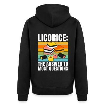 Licorice Gifts - Unisex Premium Organic Zip Hoodie - black - Back - Nico (187cm)