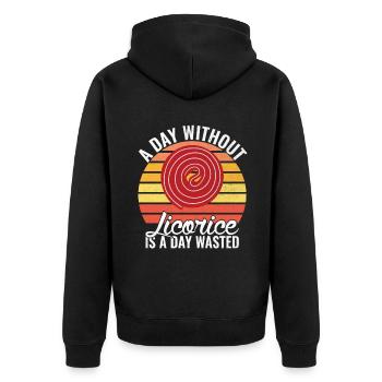 Licorice Gifts - Unisex Premium Organic Zip Hoodie - black - Back - Nico (187cm)