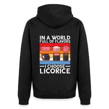 Licorice Gifts - Unisex Premium Organic Zip Hoodie - black - Back - Nico (187cm)