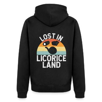 Licorice Gifts - Unisex Premium Organic Zip Hoodie - black - Back - Nico (187cm)