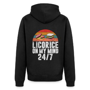 Licorice Gifts - Unisex Premium Organic Zip Hoodie - black - Back - Nico (187cm)