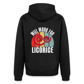 Licorice Gifts - Unisex Premium Organic Zip Hoodie - black - Back - Nico (187cm)