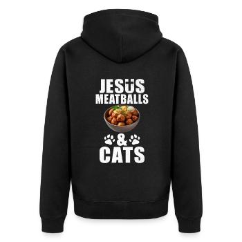 Meatball Lovers Gifts - Unisex Premium Bio Zip Hoodie - Schwarz - Hinten - Nico (187cm)