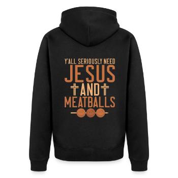 Meatball Lovers Gifts - Unisex Premium Bio Zip Hoodie - Schwarz - Hinten - Nico (187cm)