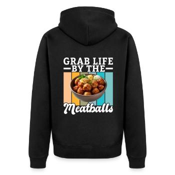 Cadeaux pour les amateurs de boulettes de viande - Veste à capuche bio Premium Unisexe - noir - Dos - Nico (187cm)