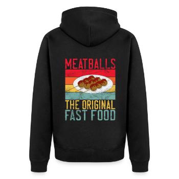 Meatball Lovers Gifts - Unisex Premium Bio Zip Hoodie - Schwarz - Hinten - Nico (187cm)