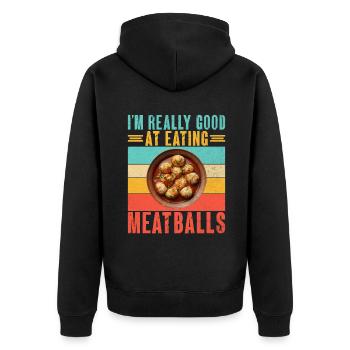 Meatball Lovers Gifts - Unisex Premium Bio Zip Hoodie - Schwarz - Hinten - Nico (187cm)