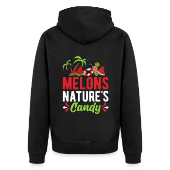 Melon Gift - Unisex Premium Bio Zip Hoodie - Schwarz - Hinten - Nico (187cm)
