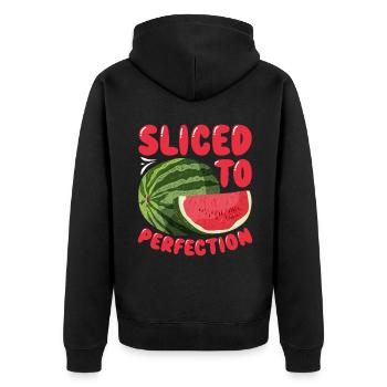 Melon Gift - Unisex Premium Bio Zip Hoodie - Schwarz - Hinten - Nico (187cm)