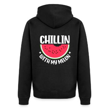 Melon Gift - Unisex Premium Bio Zip Hoodie - Schwarz - Hinten - Nico (187cm)