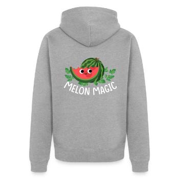 Melon Poison - Veste à capuche bio Premium Unisexe - gris chiné - Dos - Nico (187cm)