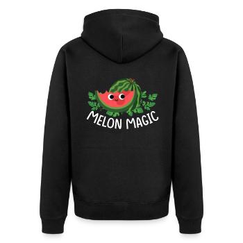 Melon Gift - Unisex Premium Bio Zip Hoodie - Schwarz - Hinten - Nico (187cm)
