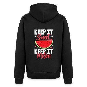 Melon Gift - Unisex Premium Bio Zip Hoodie - Schwarz - Hinten - Nico (187cm)