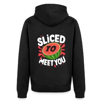 Melon Gift - Unisex Premium Bio Zip Hoodie - Schwarz - Hinten - Nico (187cm)