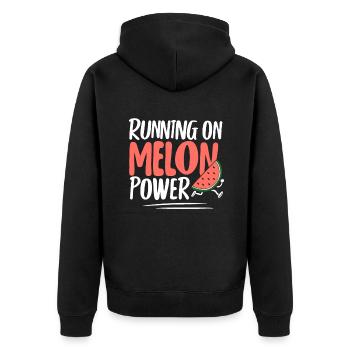 Melon Gift - Unisex Premium Bio Zip Hoodie - Schwarz - Hinten - Nico (187cm)