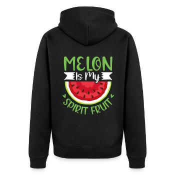 Melon Gift - Unisex Premium Bio Zip Hoodie - Schwarz - Hinten - Nico (187cm)